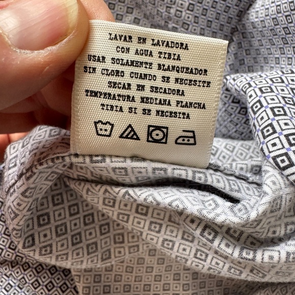 Con.Struct Men's Geometric Long Sleeve Button Up Casual Shirt 15.5 Flip Cuffs - Picture 9 of 16